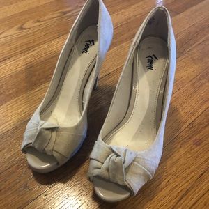 High Heel Nude Suede Peep Toe Pumps